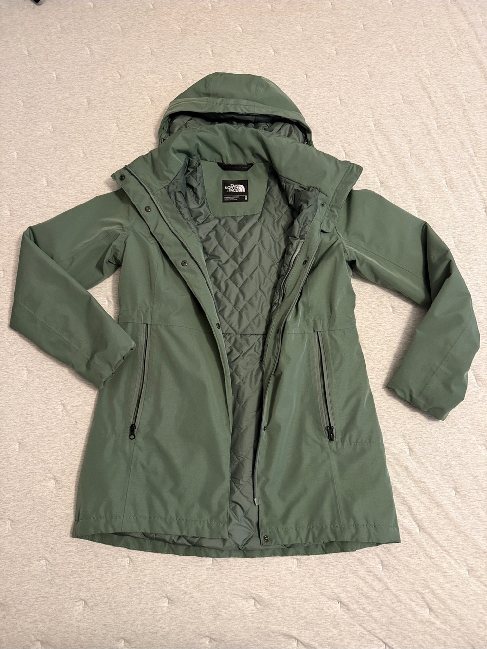 EUC The North Face Women's Olive Green Insulated Trench Coat